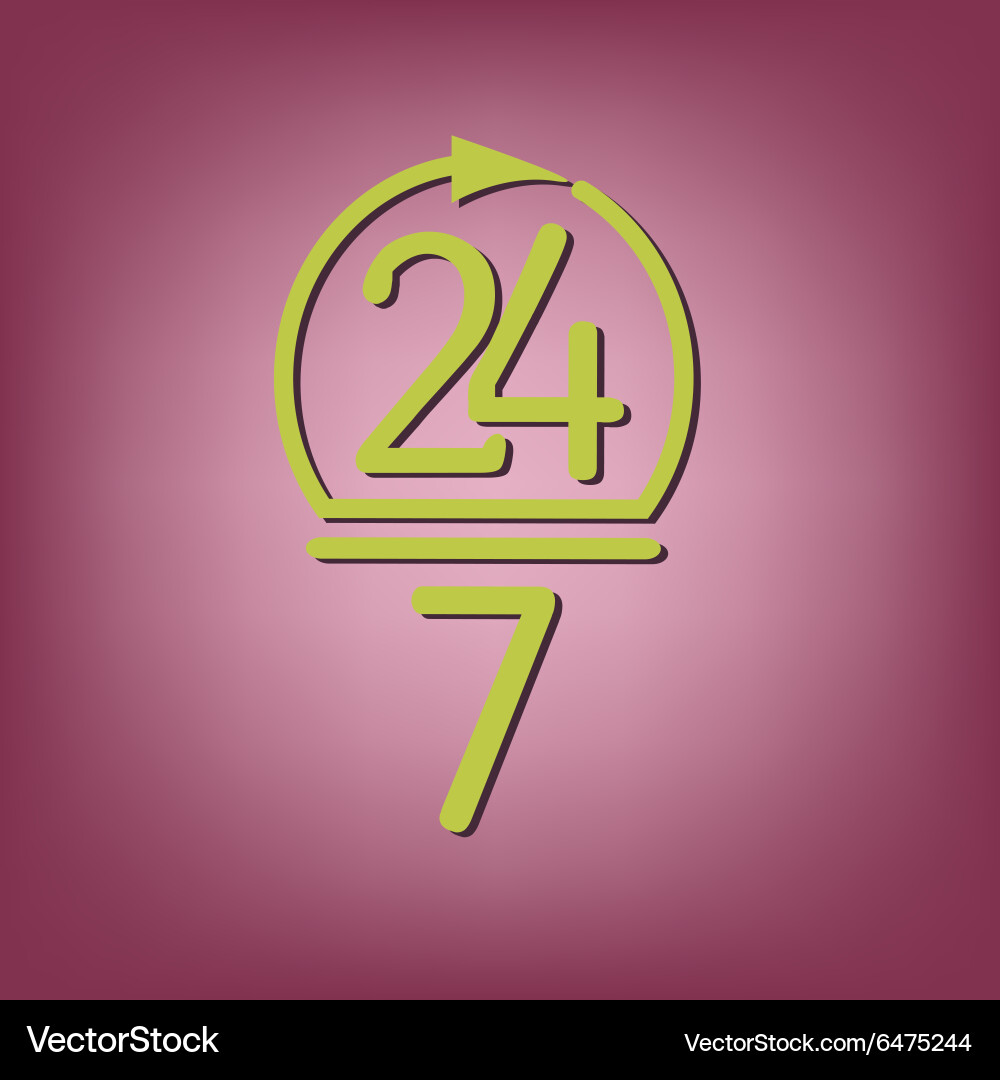 Character 24 7 open hours a day and days Vector Image