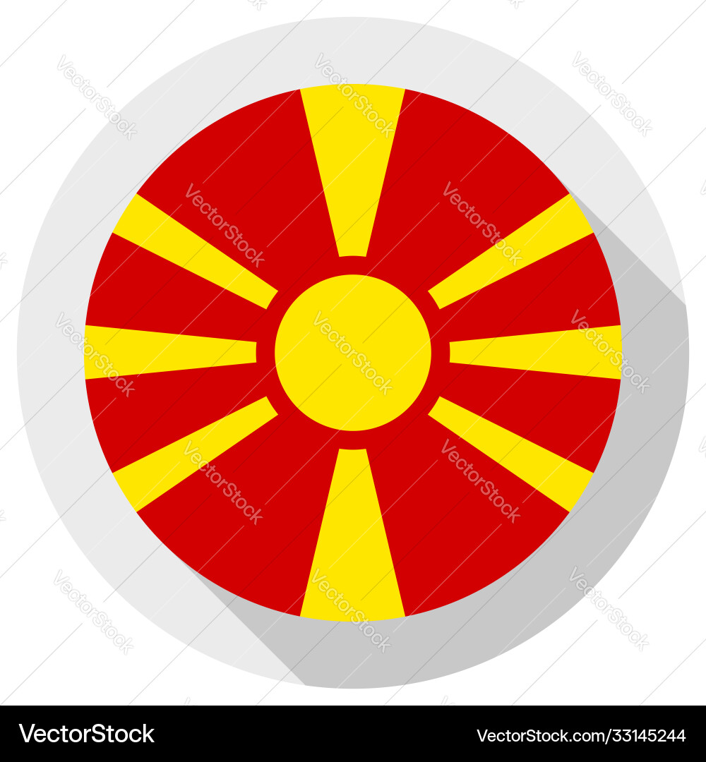 Flagge Mazedonien runde Form Ikone auf weiß Vektorbild