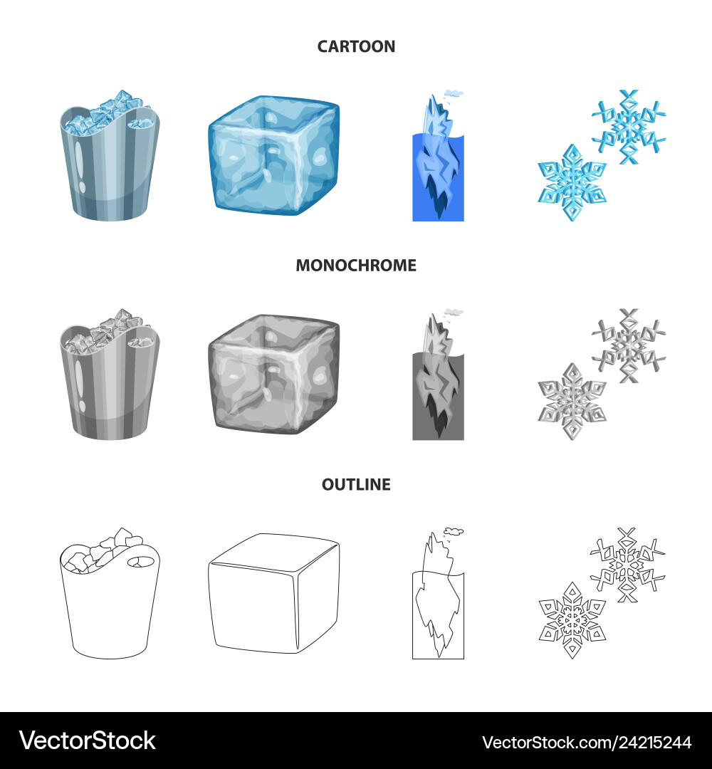 Isolated object of texture and frozen logo set Isolated object of texture and frozen logo set vector image