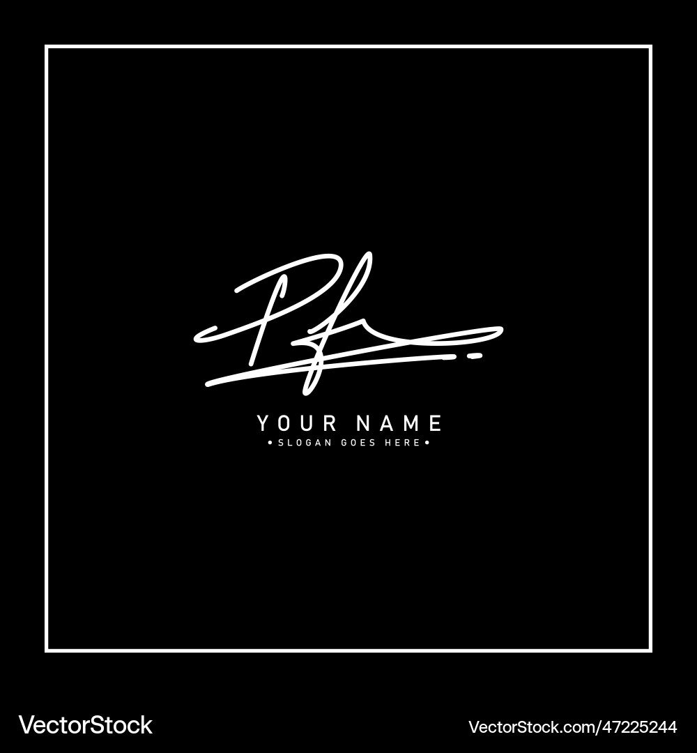 Pf initial logo in signature style Vector Image