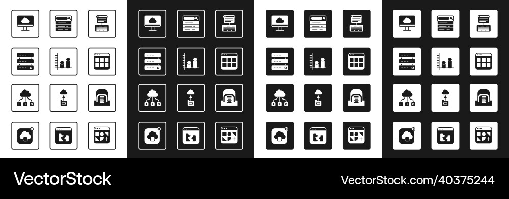 Serverdaten Webhosting Analyse Cloud einstellen Serverdaten Webhosting Analyse Cloud einstellen Vektorbild