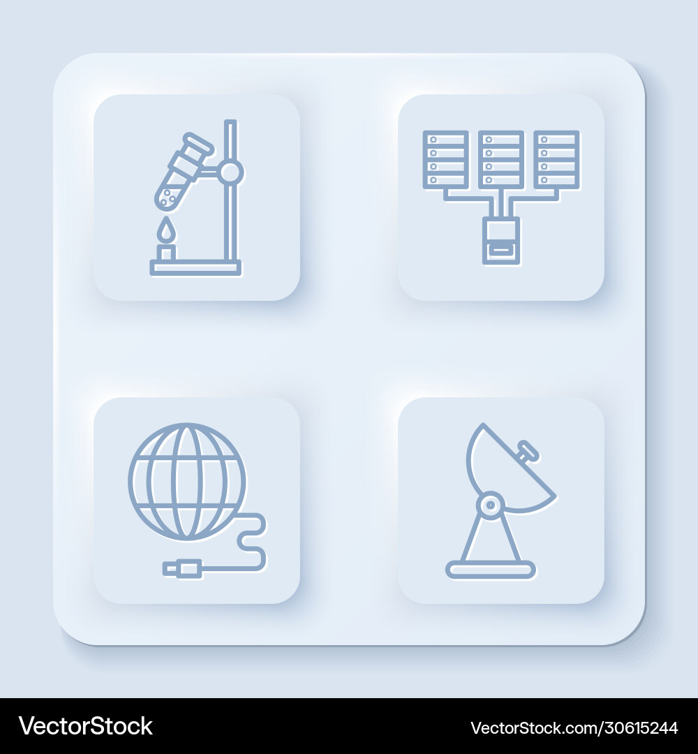 Set line test tube flask on fire server data web Set line test tube flask on fire server data web Vector Image