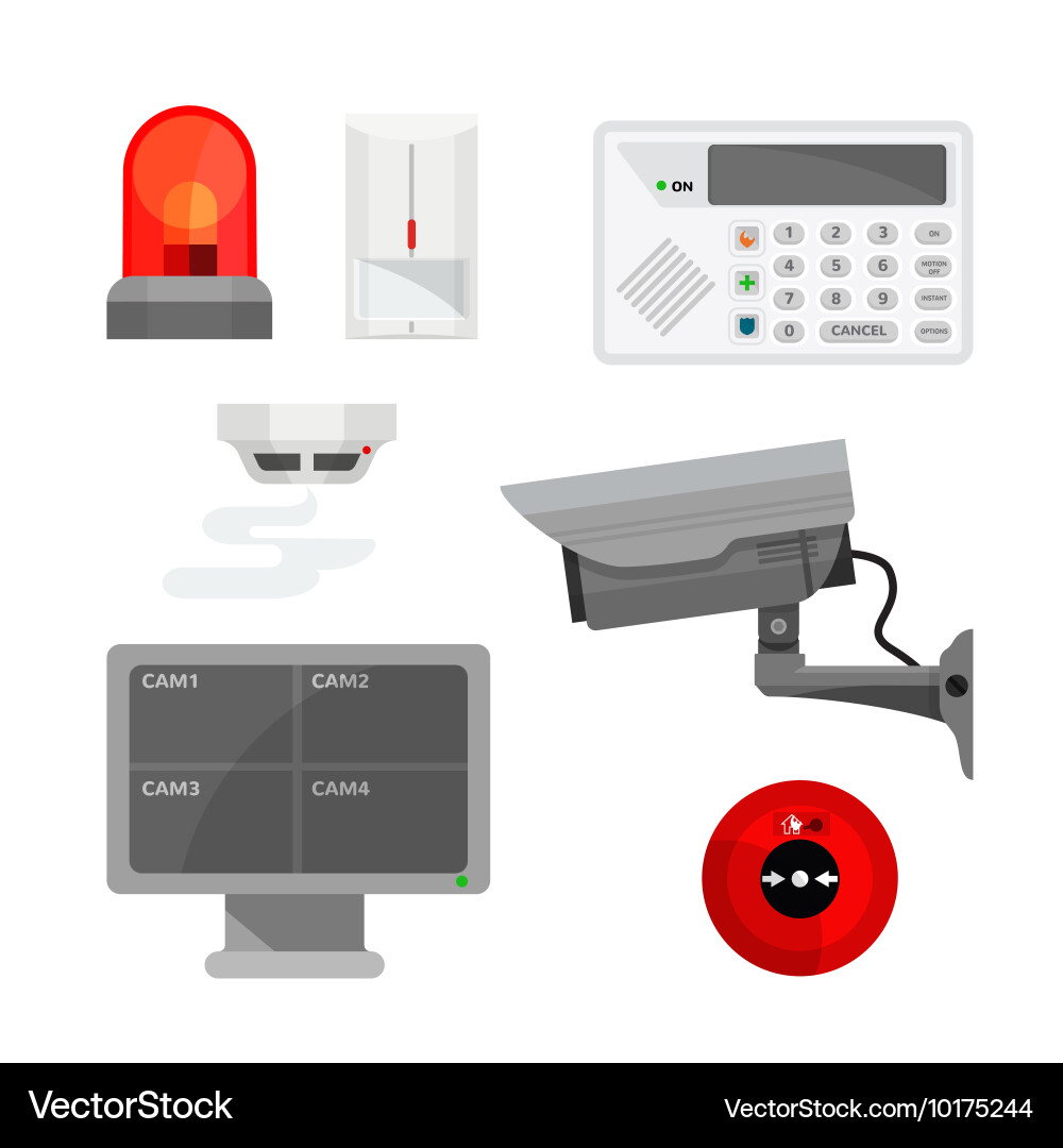 Set of different security system devices vector image