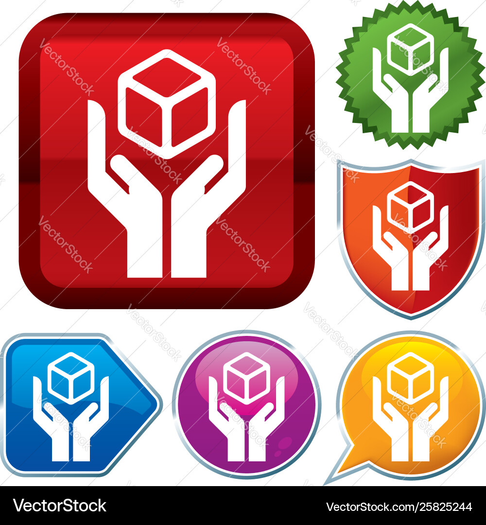 Set shiny icon series on buttons fragile Vector Image