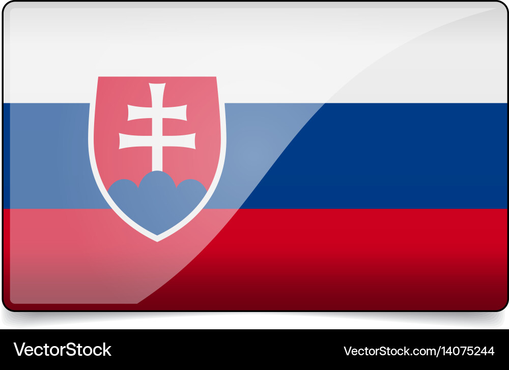 Slovakia flag button with reflection and shadow Vector Image