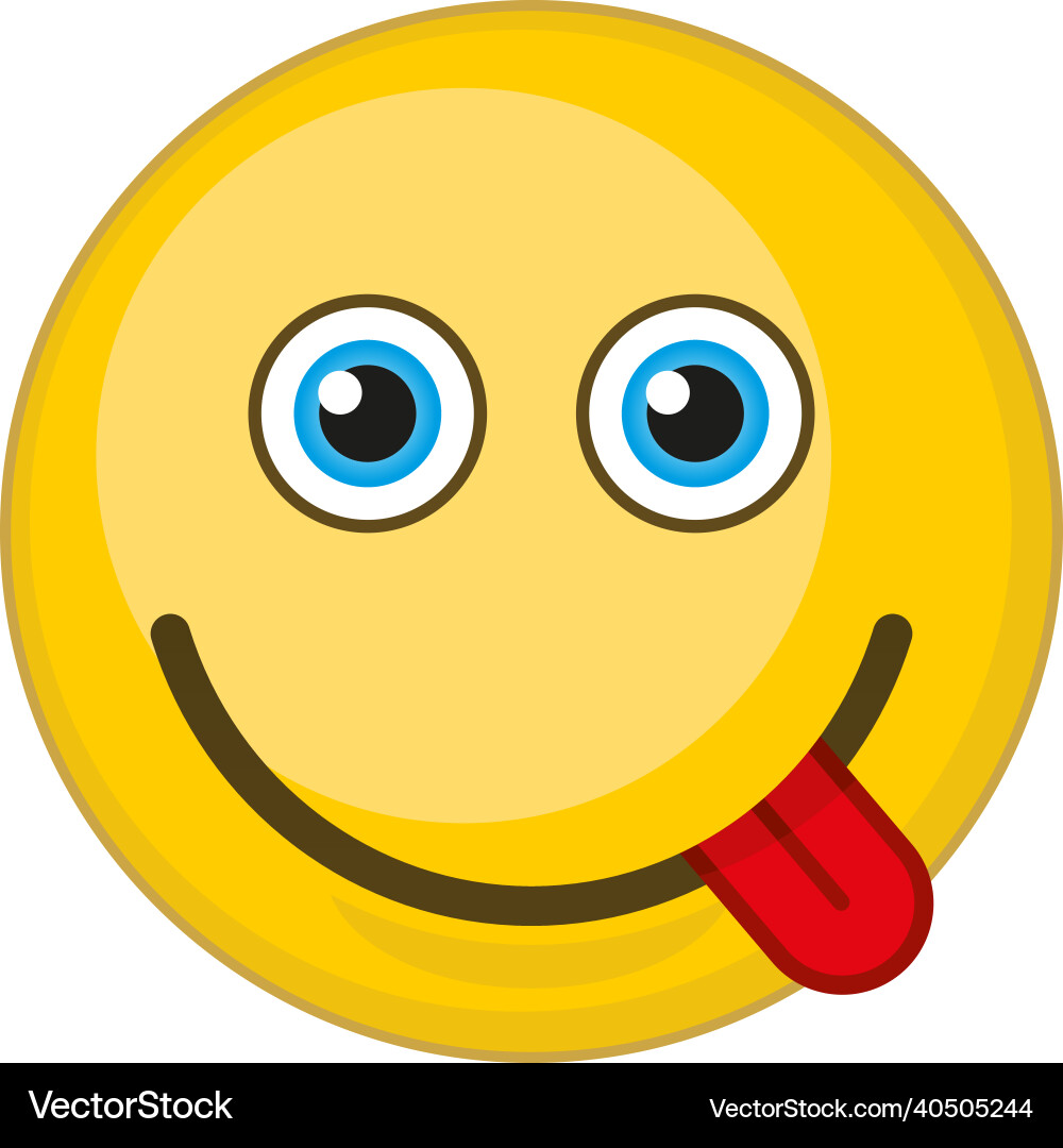 Smiley mit Zunge aus yummy emoticon gelb Smiley mit Zunge aus yummy emoticon gelb vektorbild