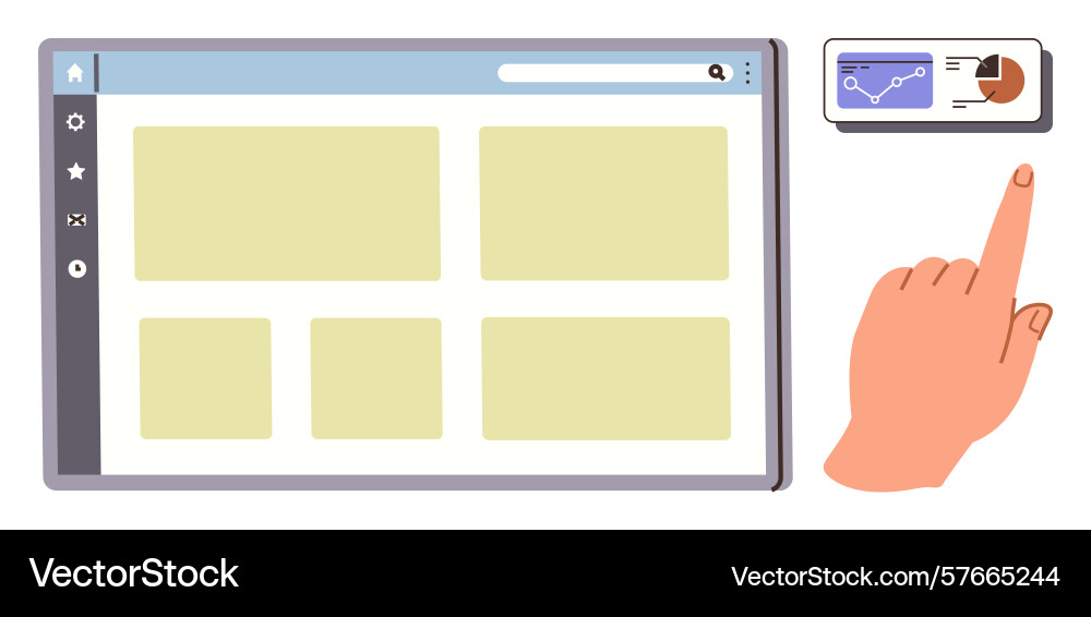 User interacting with website interface User interacting with website interface vector image