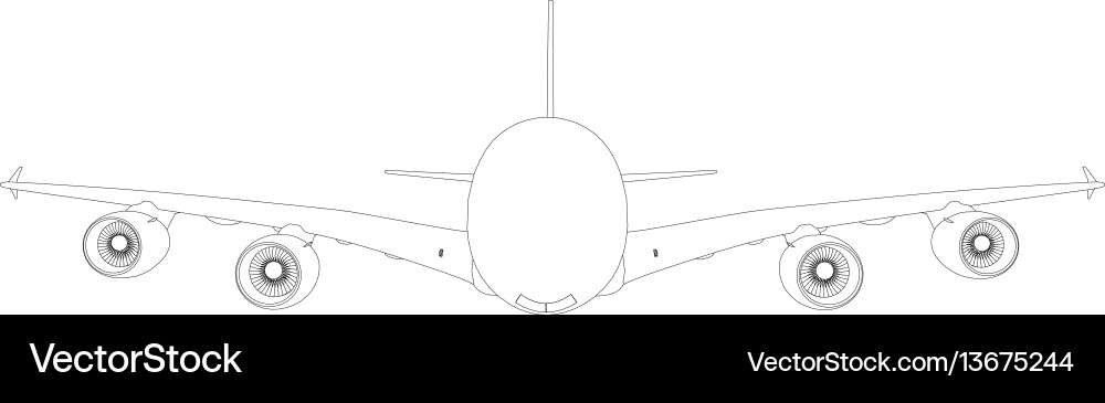 Wireframe Airplane Front View Vector Image