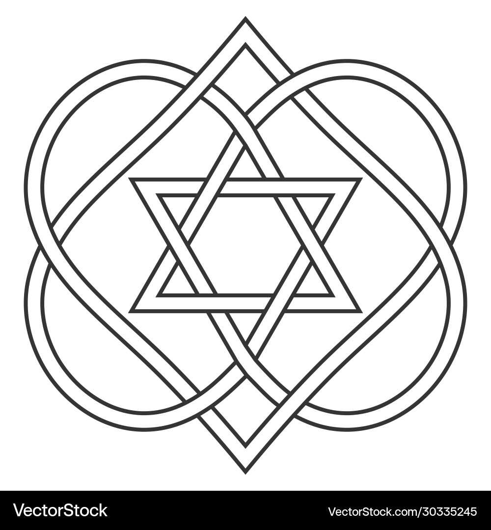 Celtic knot entwining hearts and stars david Celtic knot entwining hearts and stars david vector image