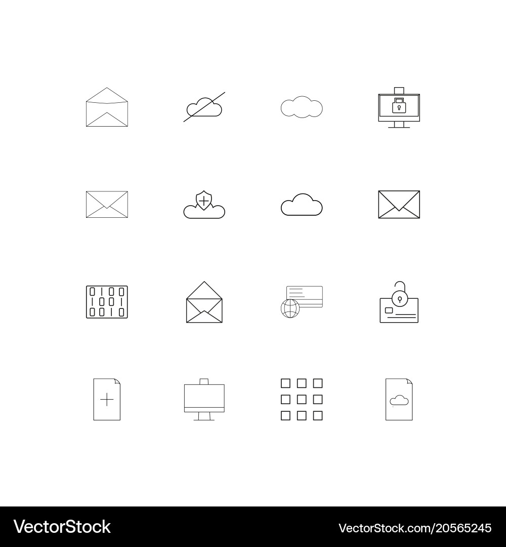 Cyber security simple linear icons set outlined vector image