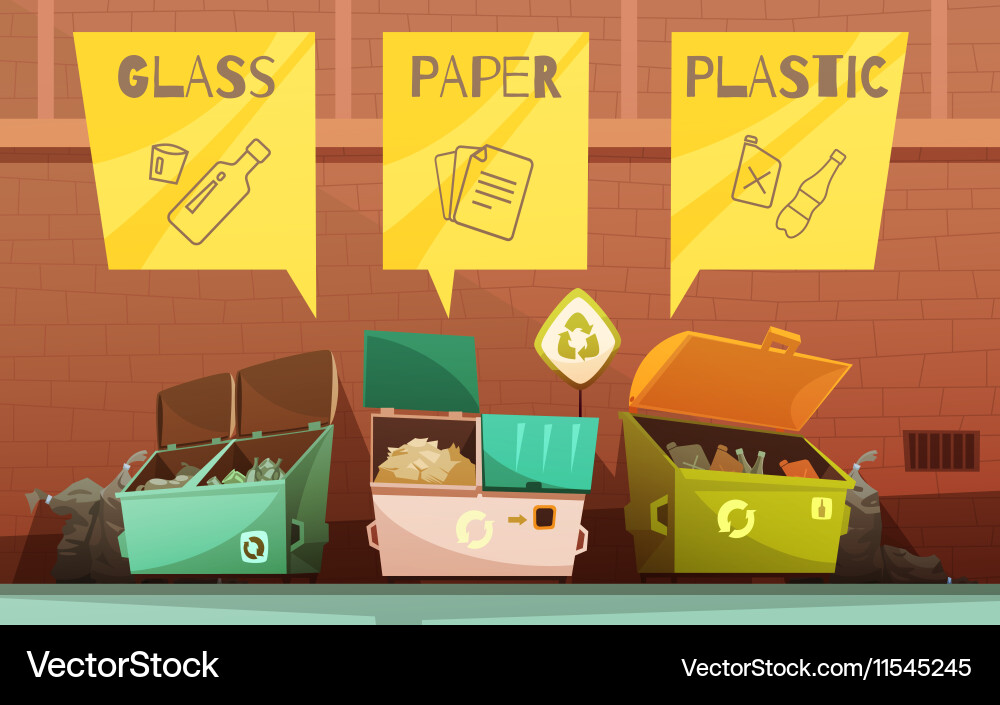 Garbage waste sorting cartoon icons set vector image
