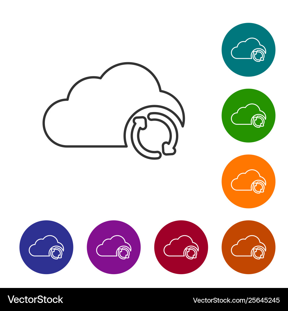 Grey cloud sync refresh line icon isolated Grey cloud sync refresh line icon isolated Vector Image