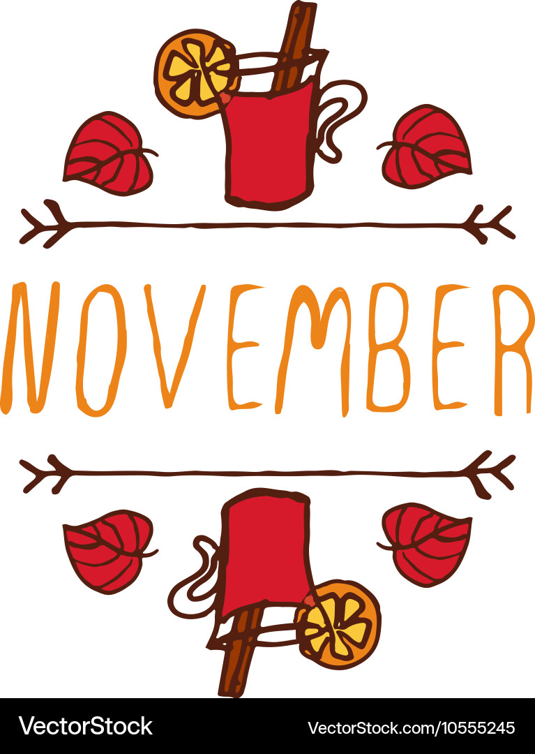 Handdrawn autumn element with text Vector Image