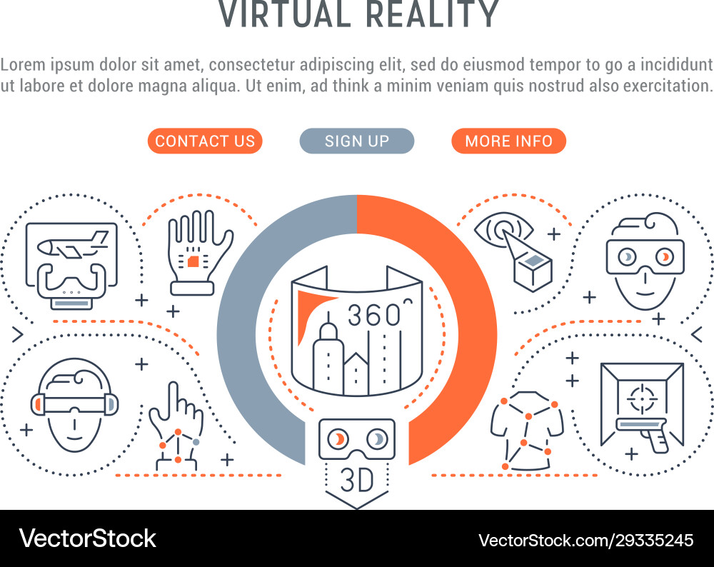 Linear banner virtual reality Royalty Free Vector Image