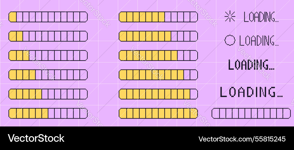Pixel art retro loading bar interface 8 bit Pixel art retro loading bar interface 8 bit vector image