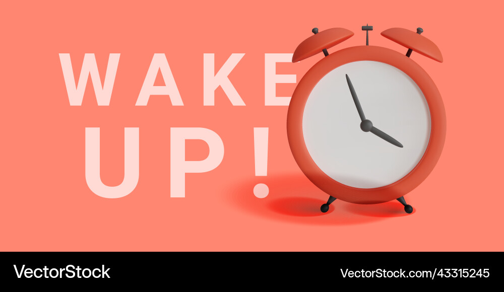 Red alarm clock isolated on background wake Vector Image
