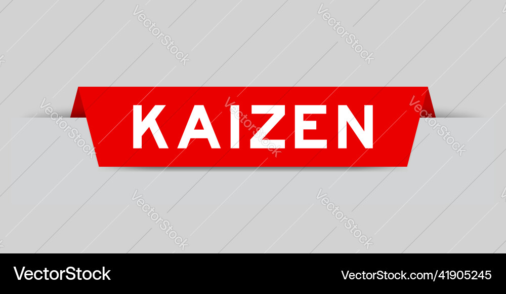 Red color inserted label with word kaizen on gray Vector Image
