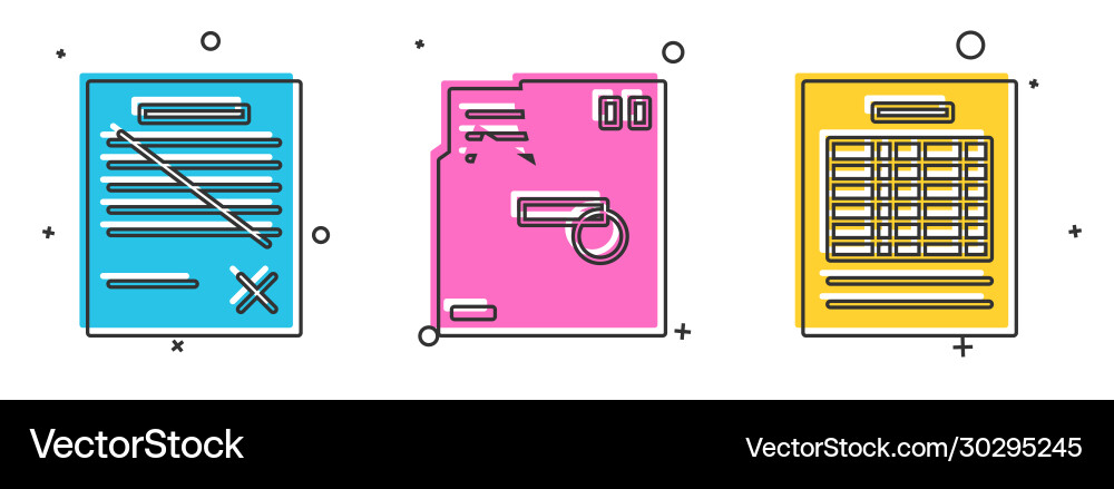 Set delete file document ordered envelope Set delete file document ordered envelope vector image