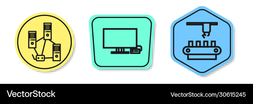 Set line computer network smart tv and factory Set line computer network smart tv and factory vector image
