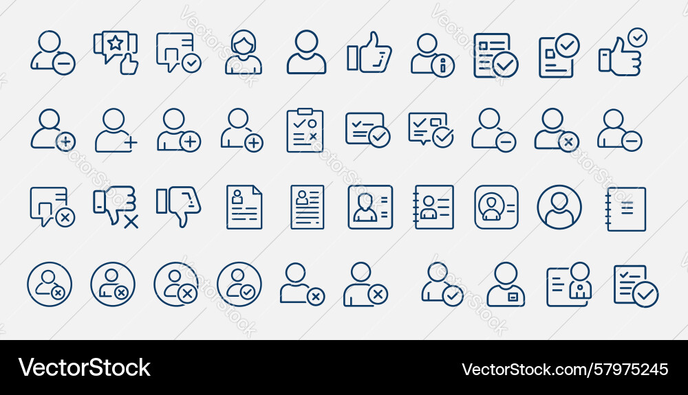 Set line icons different user actions adding Vector Image