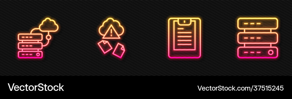 Set line server data report network cloud Set line server data report network cloud vector image