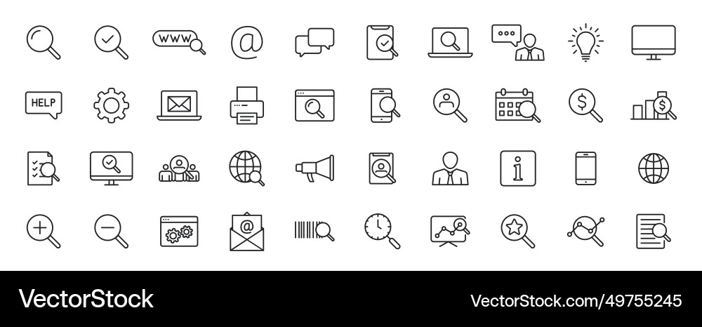 Set of 40 search web icons in line style seo Vector Image