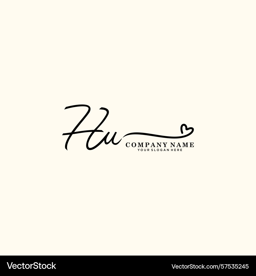 Signature style hu initial logos initials logo Signature style hu initial logos initials logo Vector Image