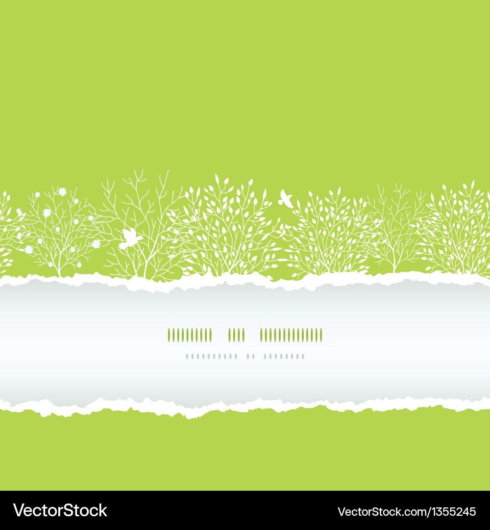 Spring trees torn paper horizontal boder seamless vector image