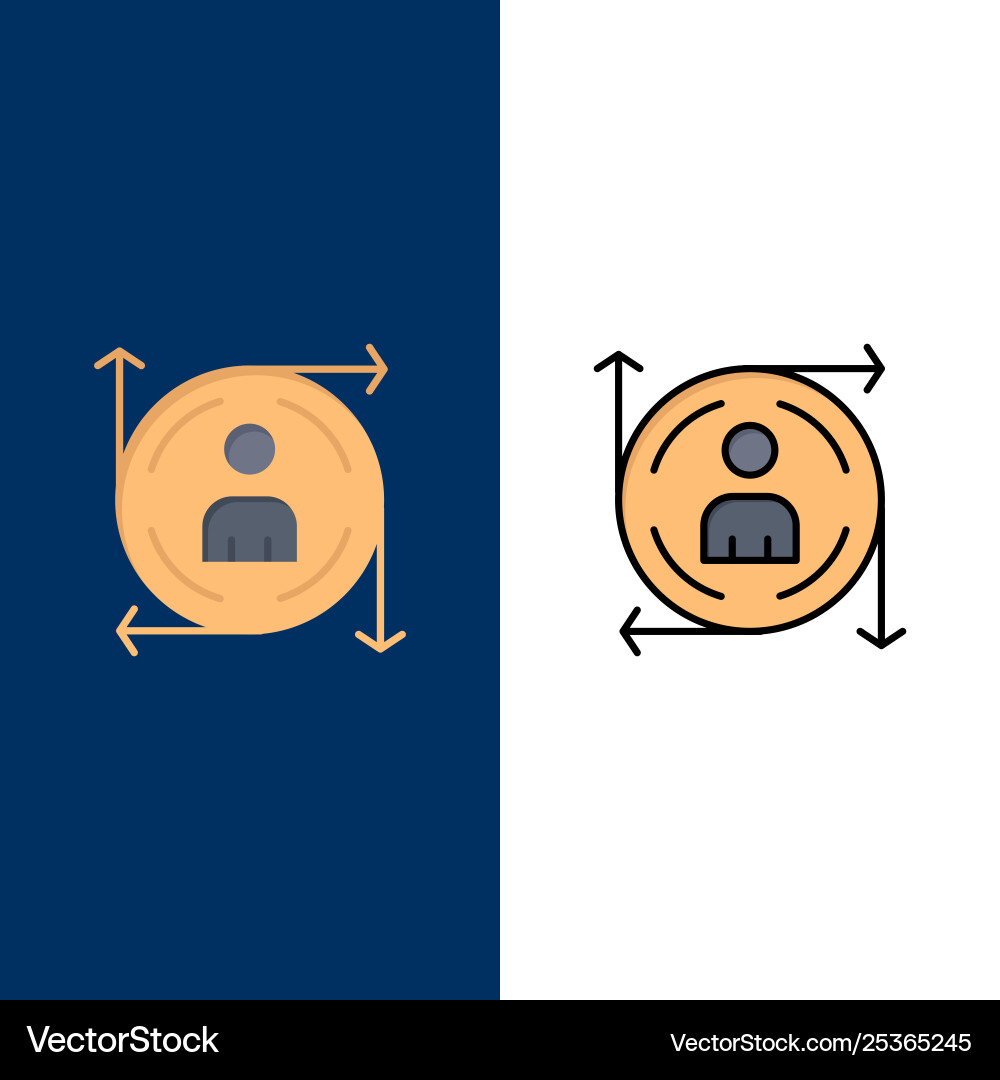 User predication arrow path icons flat and line User predication arrow path icons flat and line vector image