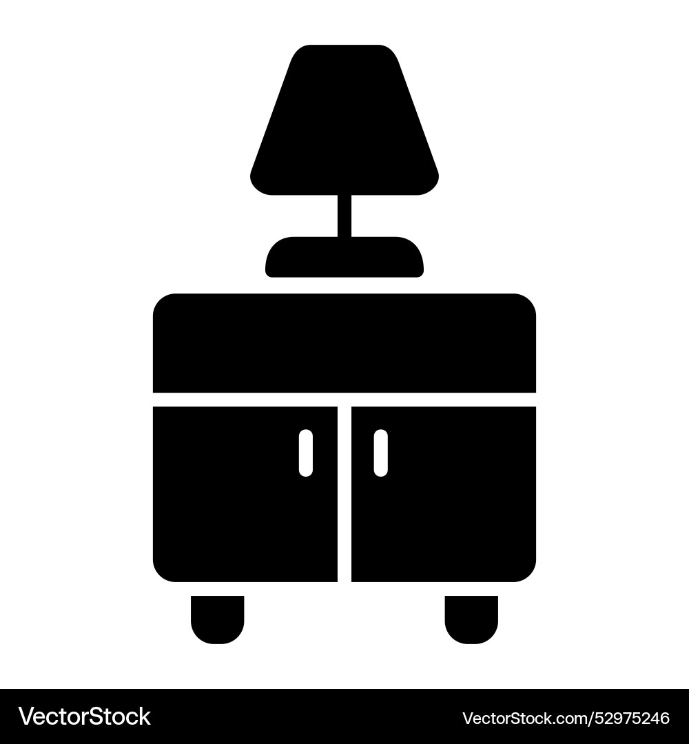 Bedside table with lamp solid icon graph symbol Vector Image