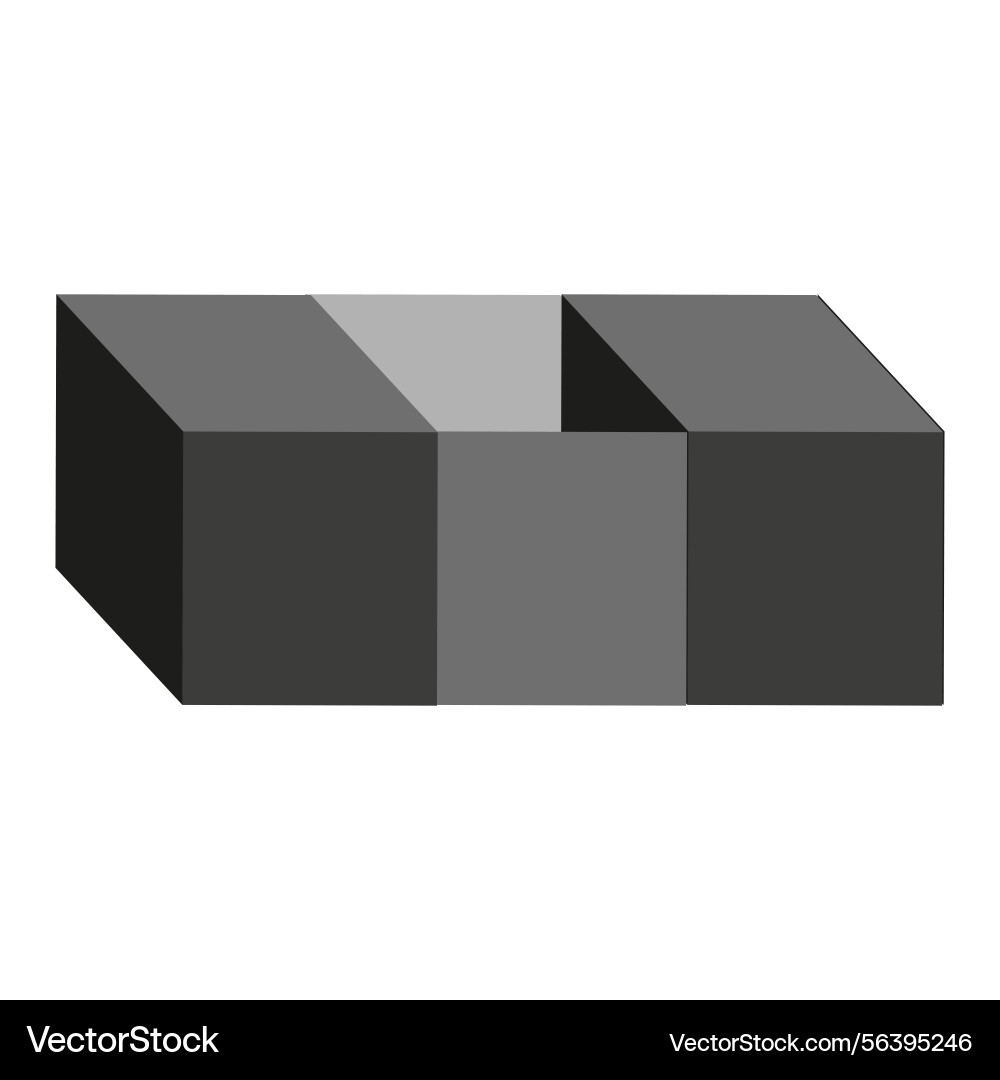 Cubic block structure isometric gray shapes bold Cubic block structure isometric gray shapes bold Vector Image
