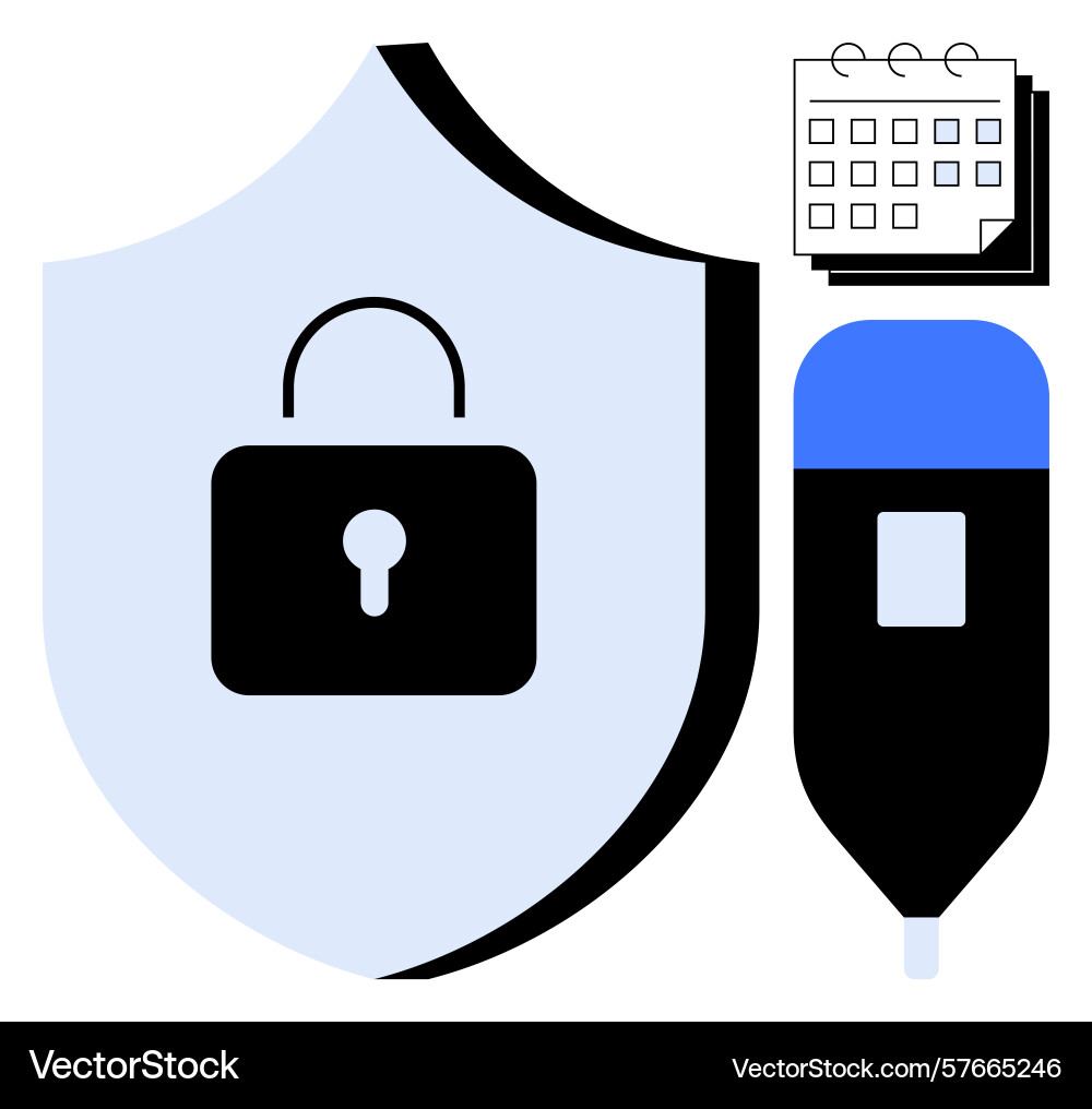 Data security and scheduling concept with lock Data security and scheduling concept with lock vector image