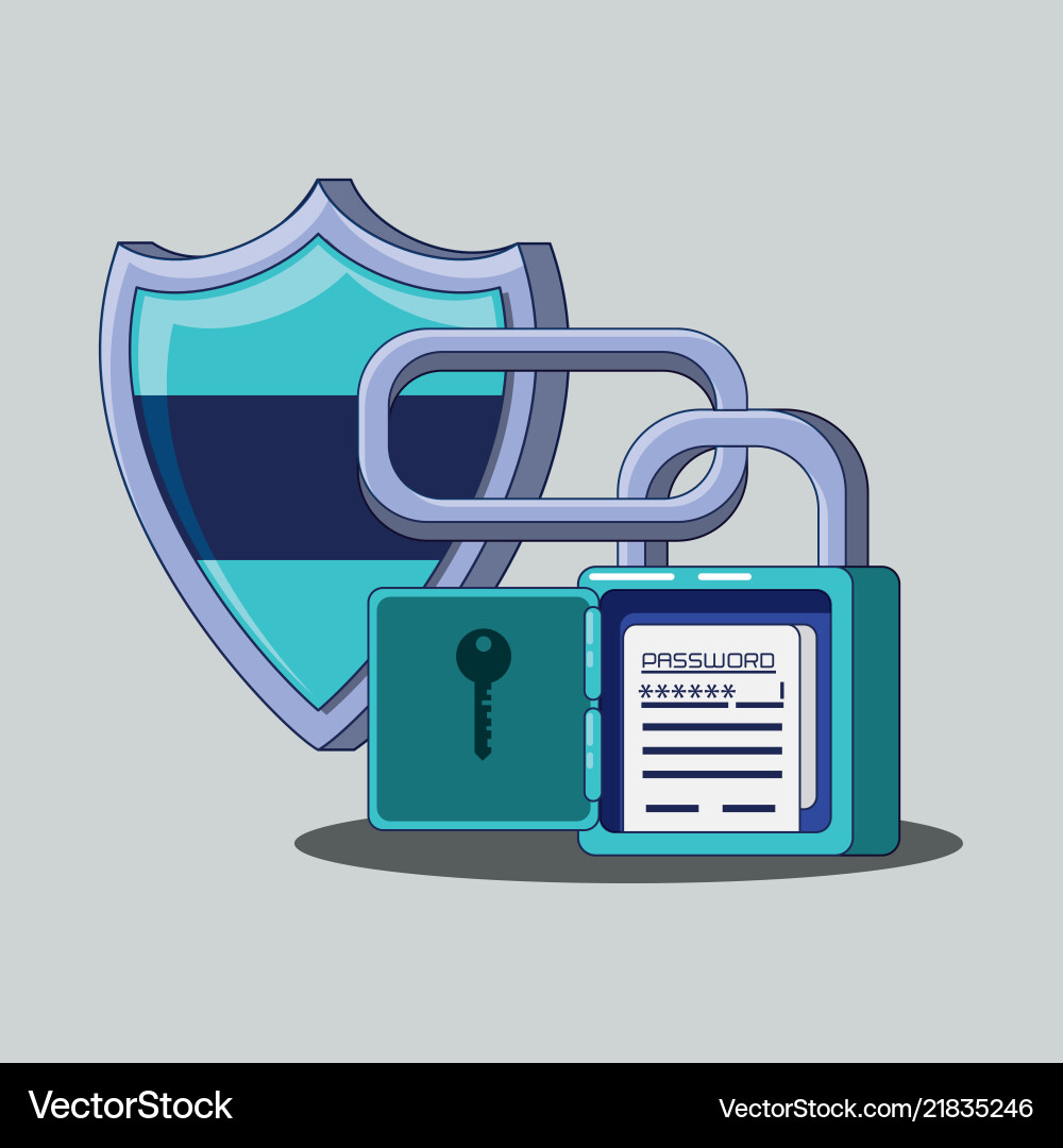 Data security with shield Data security with shield Vector Image
