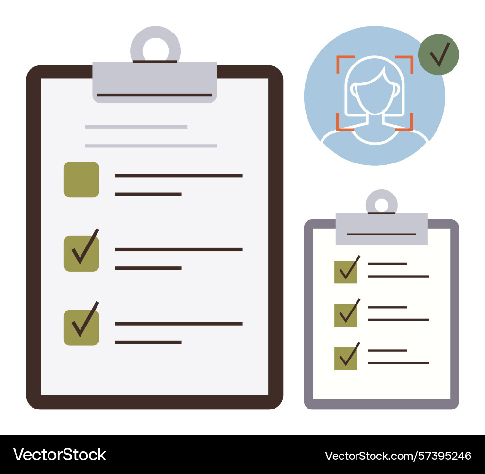 Digital and manual task checklists with facial Digital and manual task checklists with facial vector image