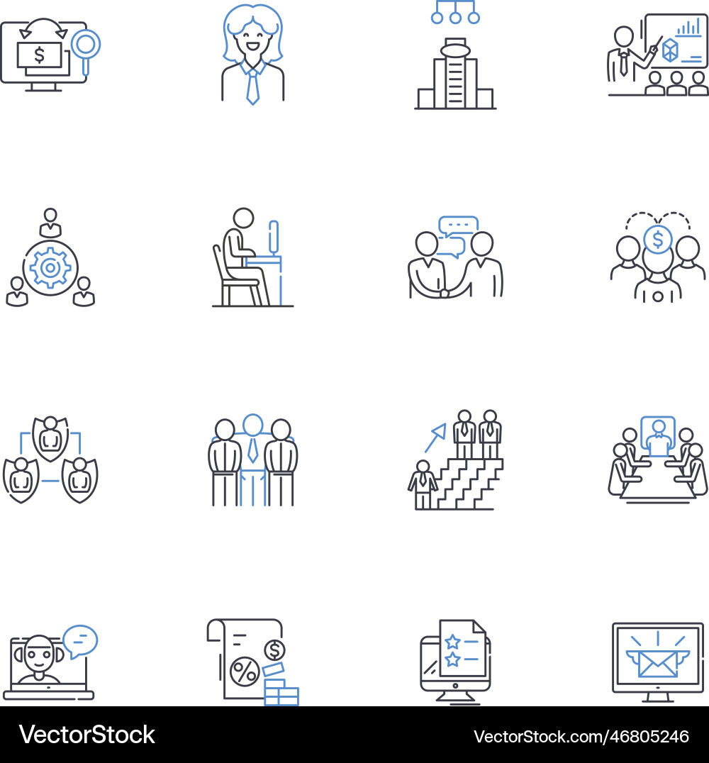 Entity structure line icons collection hierarchy Vector Image