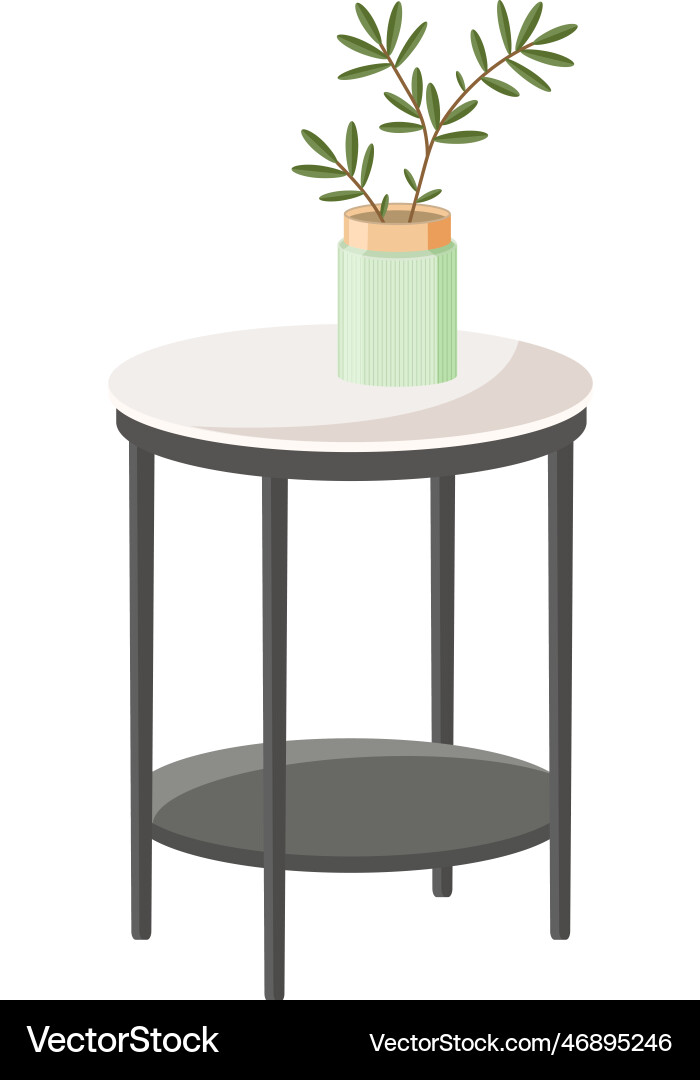 Isolated round end table with vase Vector Image