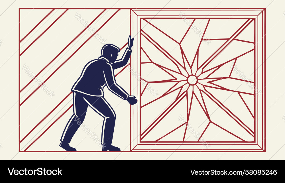 Man Pushing Abstract Form Vector Image