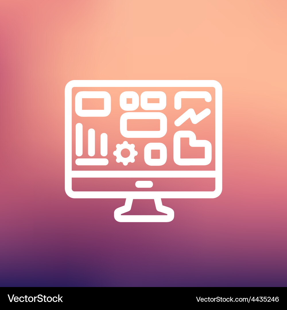 Monitor with business graph thin line icon Vector Image