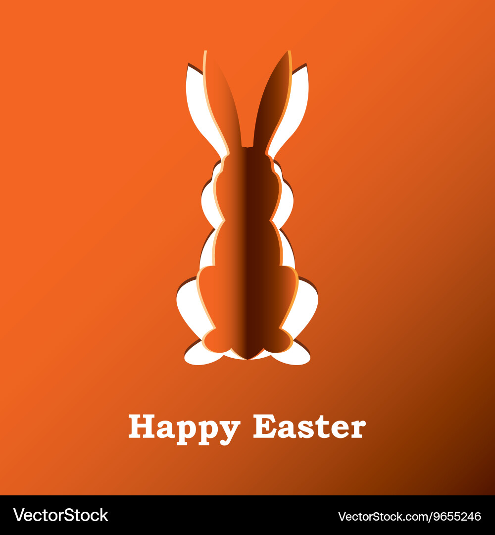 Paper rabbit on a orange background Vector Image
