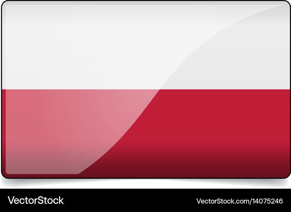 Poland flag button with reflection and shadow Vector Image