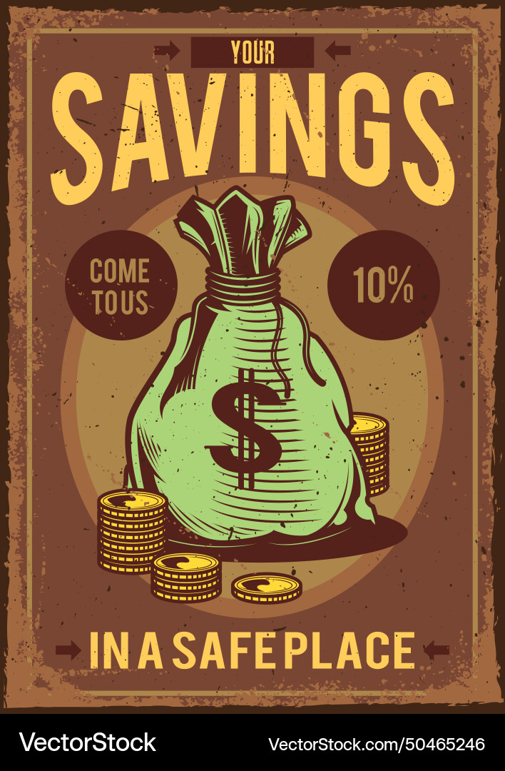 Poster design with of a bag money and coins Poster design with of a bag money and coins vector image