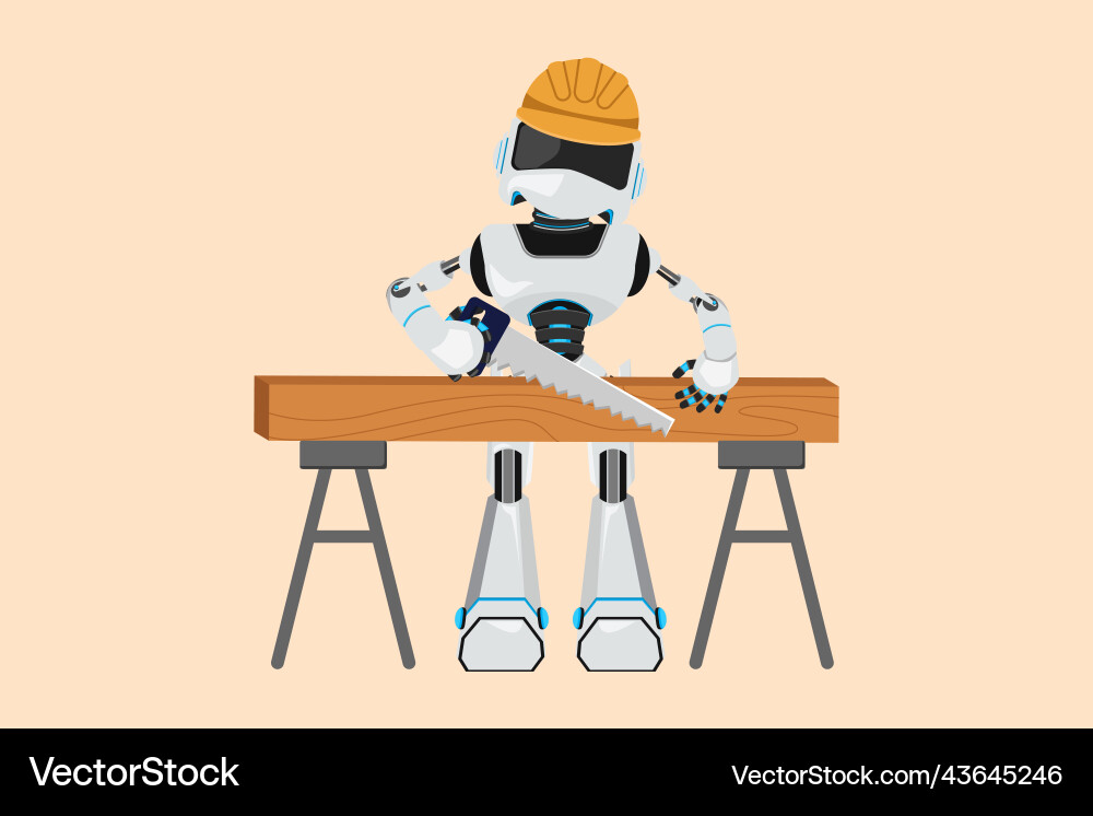 Robot Carpenter Building Board vector image
