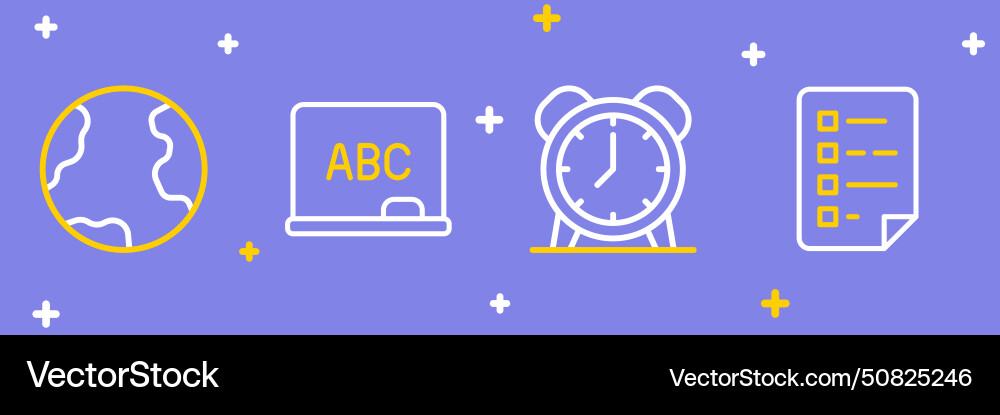 Set line clipboard with checklist alarm clock Set line clipboard with checklist alarm clock vector image