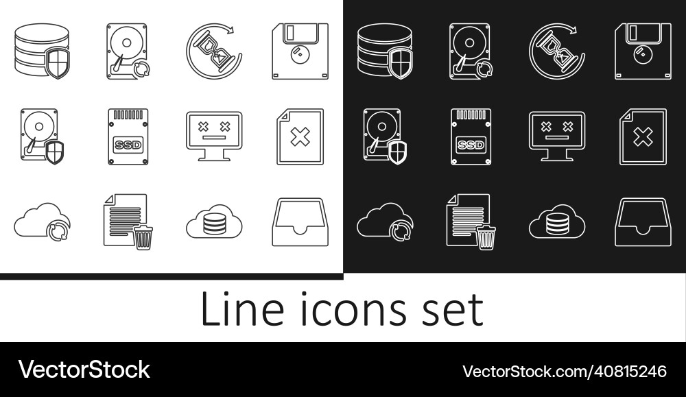 Set line social media inbox delete file document Set line social media inbox delete file document Vector Image