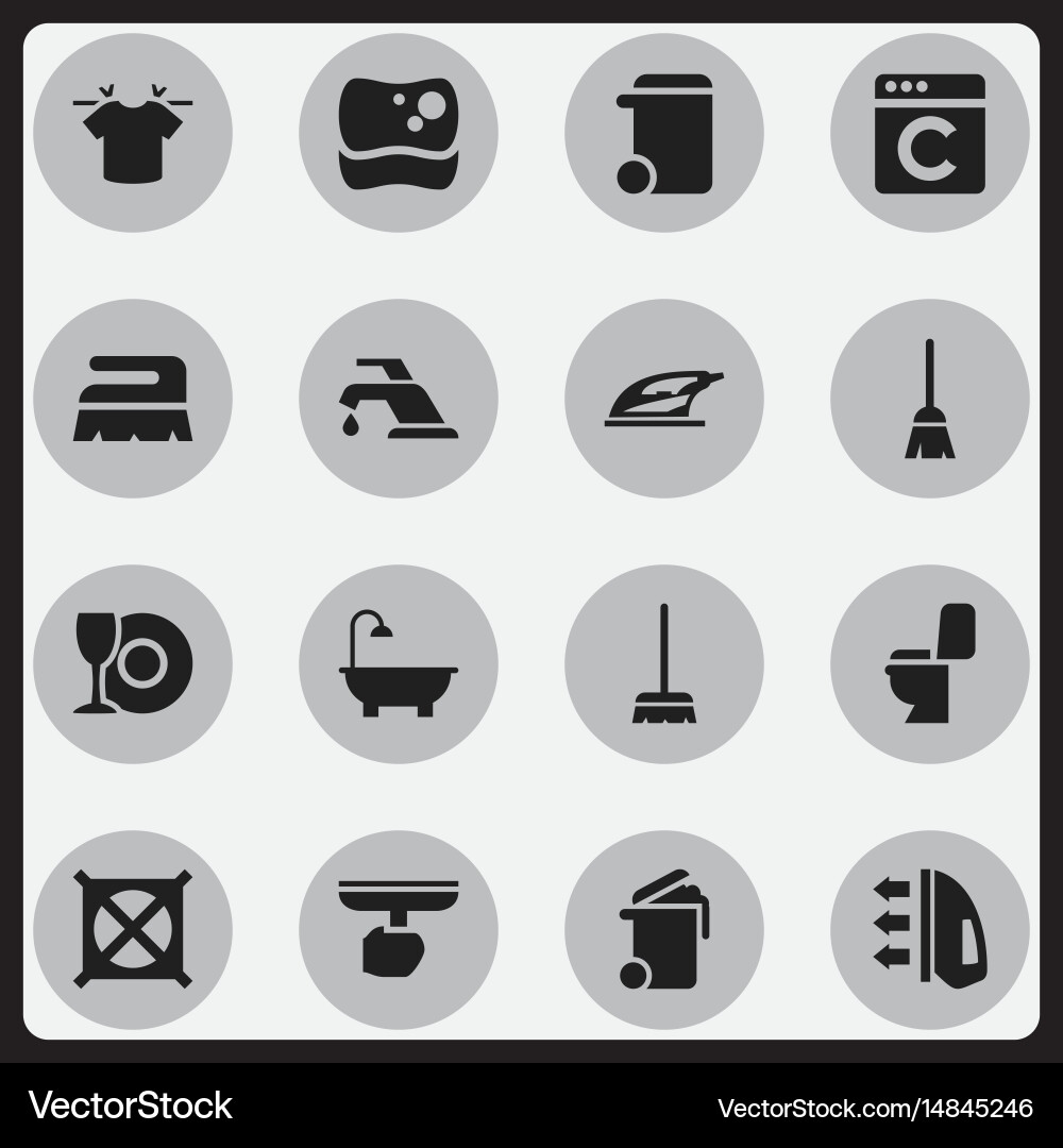 Set of 16 editable cleanup icons includes symbols vector image