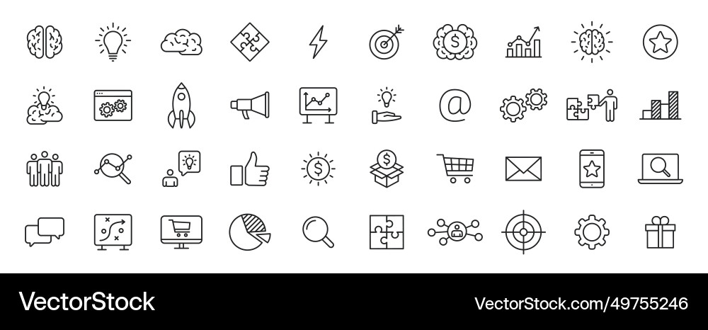 Set of 40 creativity and idea web icons in line Set of 40 creativity and idea web icons in line Vector Image