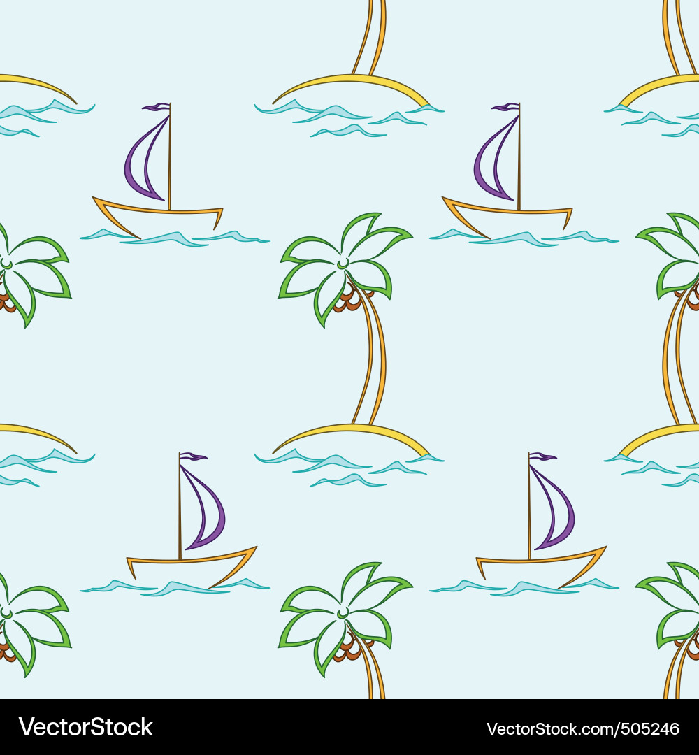 Tropical Seas and Ships Vector Image