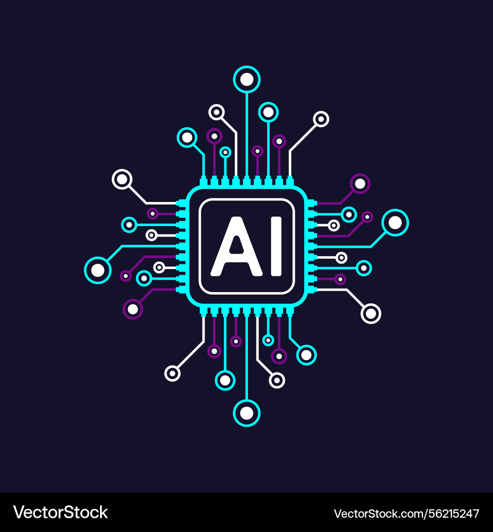Artificial intelligence circuit line style Artificial intelligence circuit line style vector image