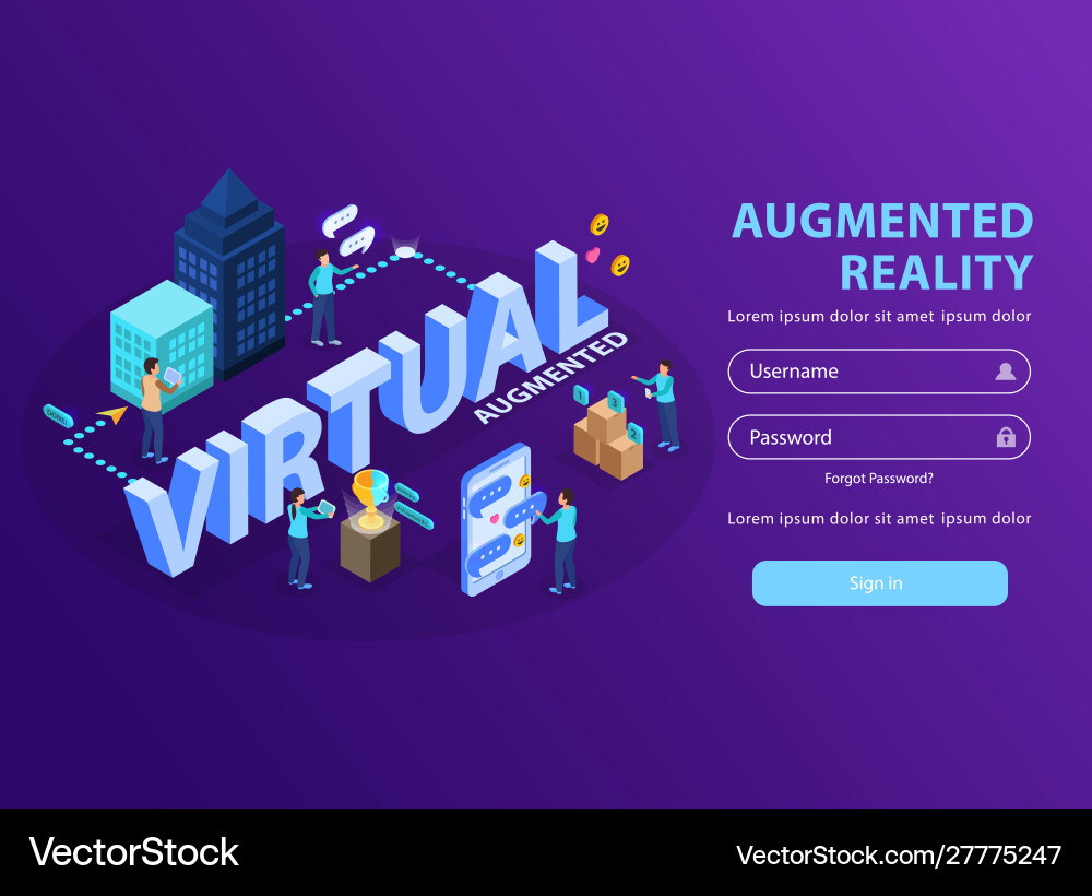 Augmented reality isometric background Vector Image