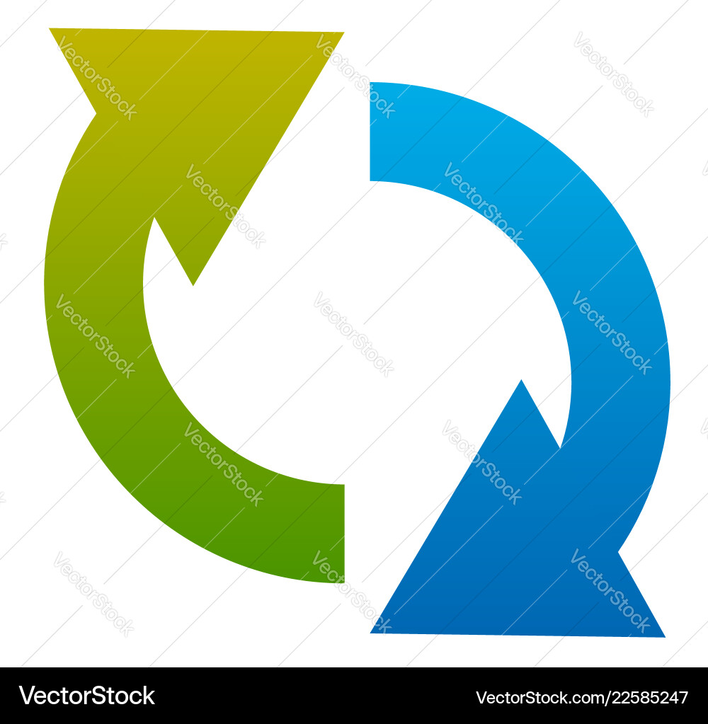 Circular arrow icon two curved arrows pointing vector image